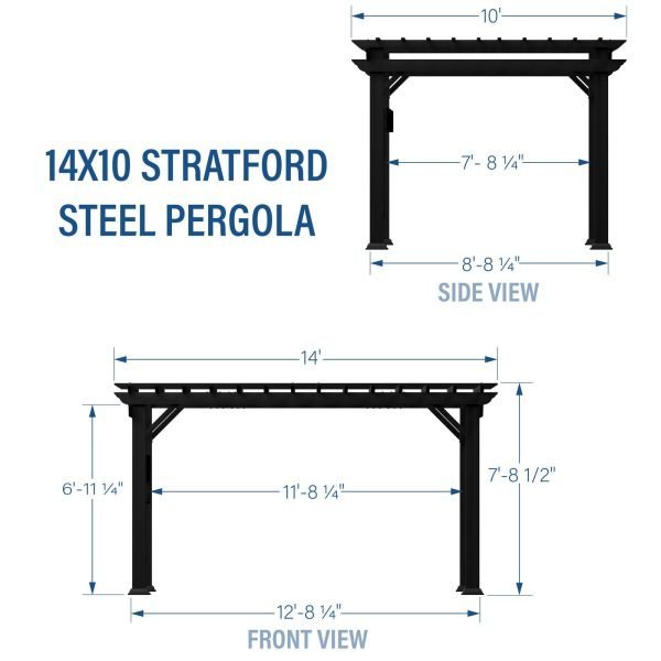 14×10 Stratford Traditional Steel Pergola With Sail Shade Soft Canopy thumbnail 5