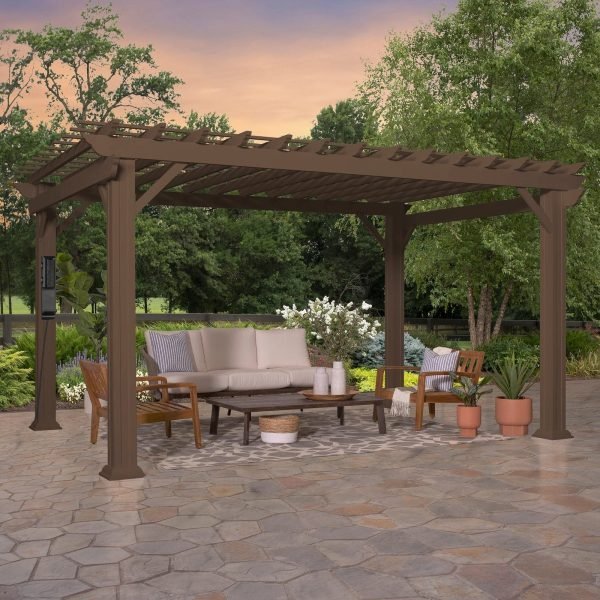 14×12 Ashford Traditional Steel Pergola With Sail Shade Soft Canopy thumbnail 2