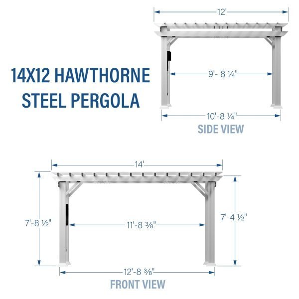 14×12 Hawthorne Traditional Steel Pergola With Sail Shade Soft Canopy thumbnail 4