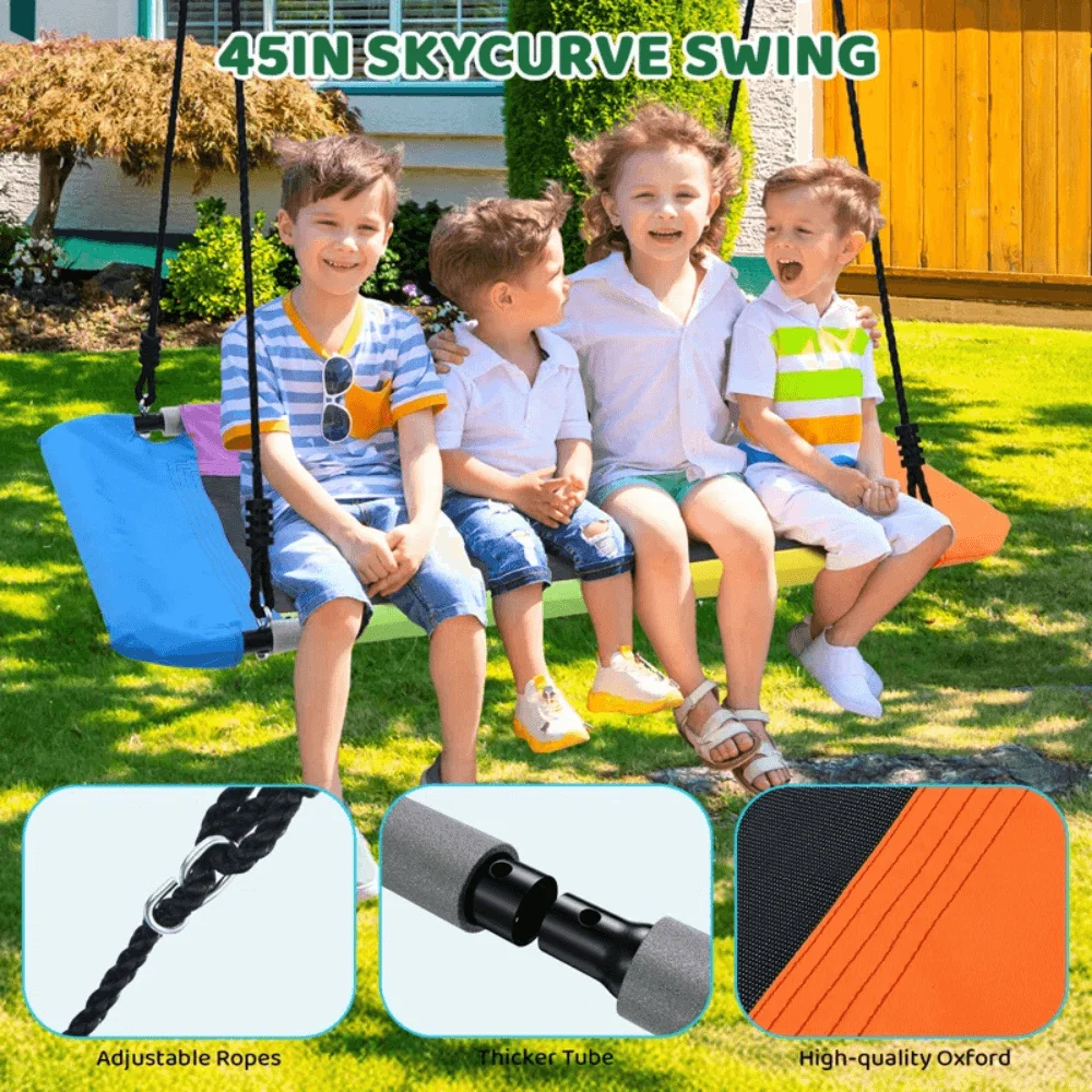 9.5′ Heavy Duty Metal Swing Set with Belt Swing, Trapeze Bar thumbnail 2