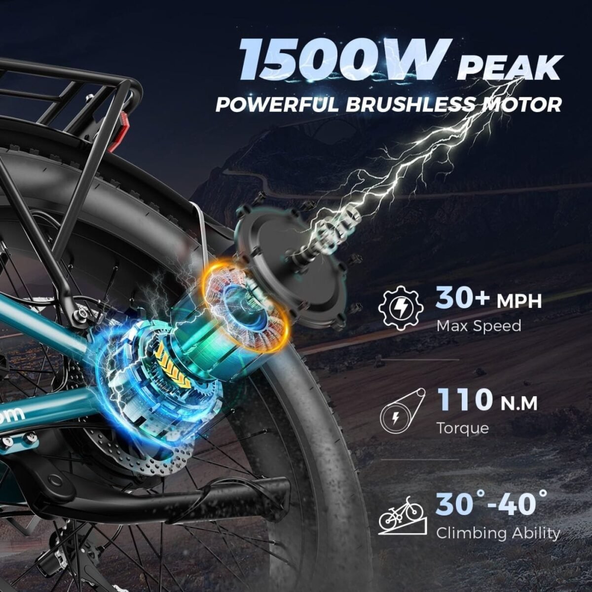 Aipas M2 Xterrain Electric Bike – Matte Black | All-Terrain E-Bike with Powerful Motor thumbnail 2
