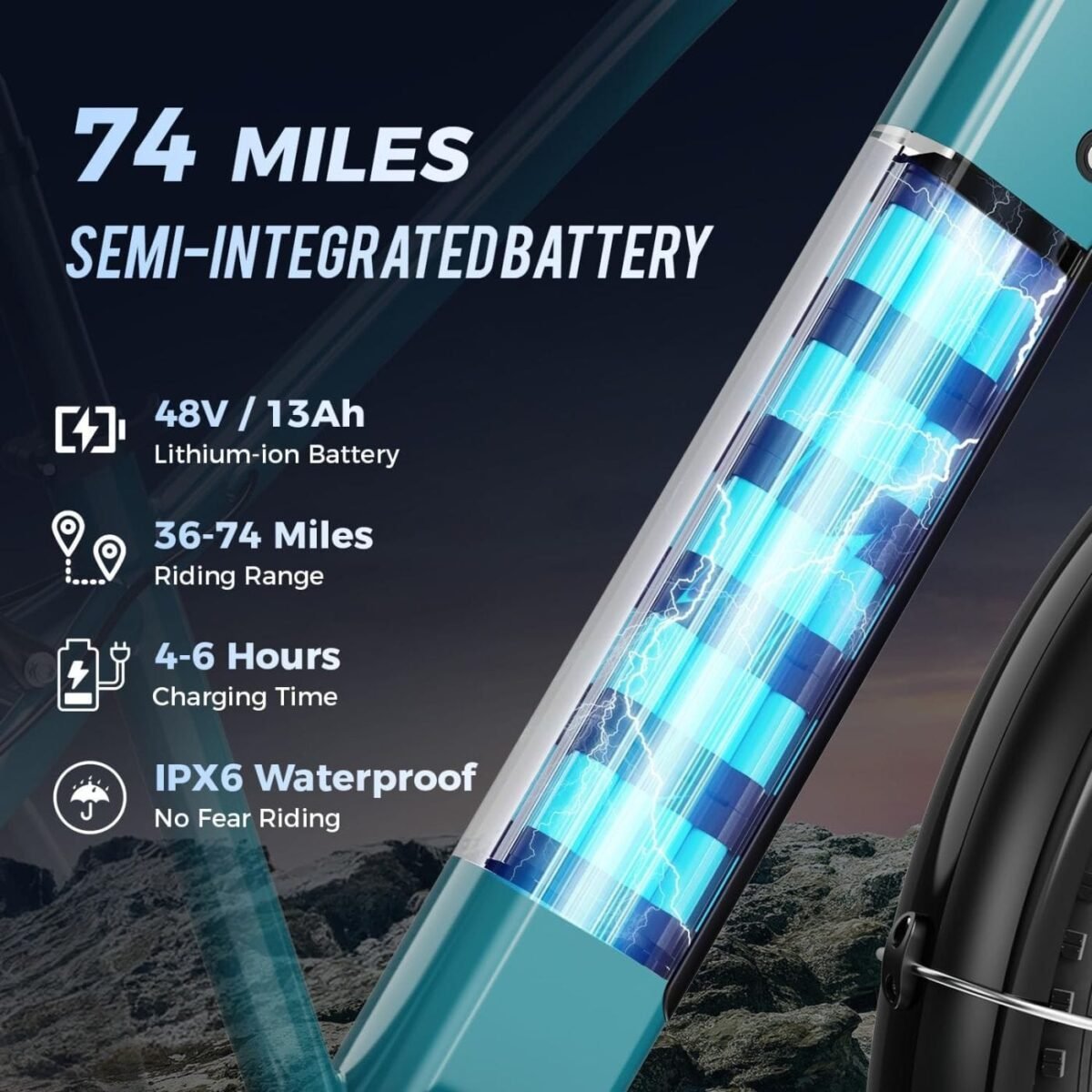 Aipas M2 Xterrain Electric Bike – Matte Black | All-Terrain E-Bike with Powerful Motor thumbnail 3