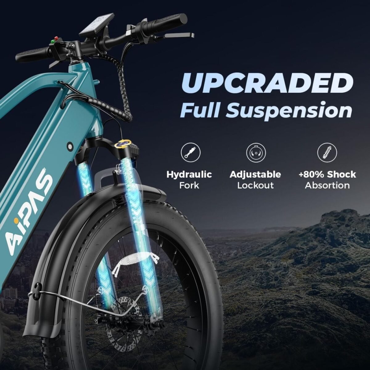 Aipas M2 Xterrain Electric Bike – Matte Black | All-Terrain E-Bike with Powerful Motor thumbnail 4