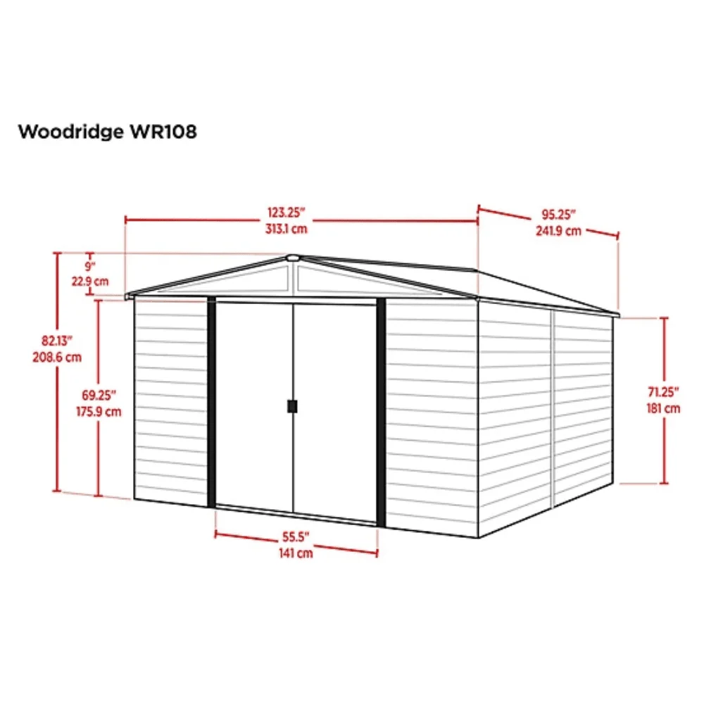 Arrow 10 ft. x 8 ft. Woodridge Shed – Durable Metal Storage with Woodgrain Finish thumbnail 3
