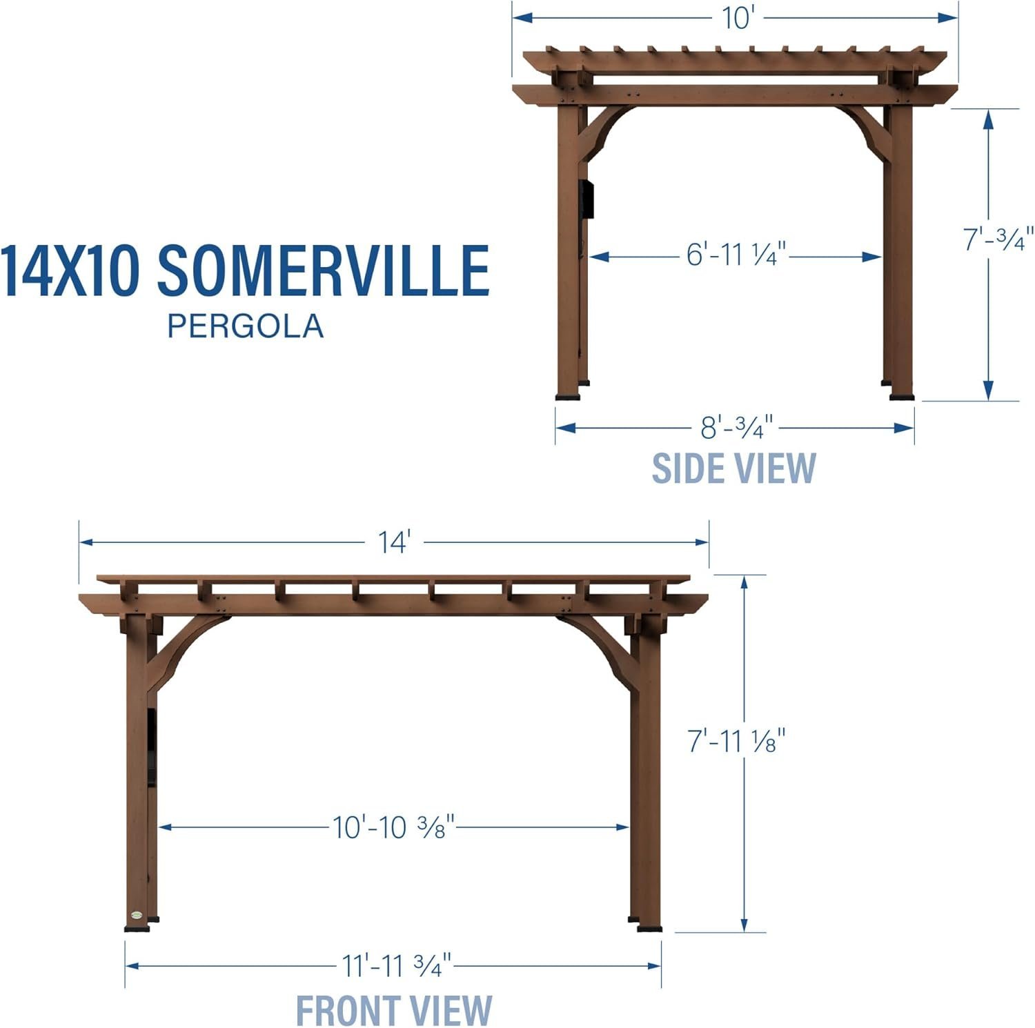 Backyard Discovery 14′ X 10′ Somerville Pergola W/ Electric – Dark Walnut DIY thumbnail 3