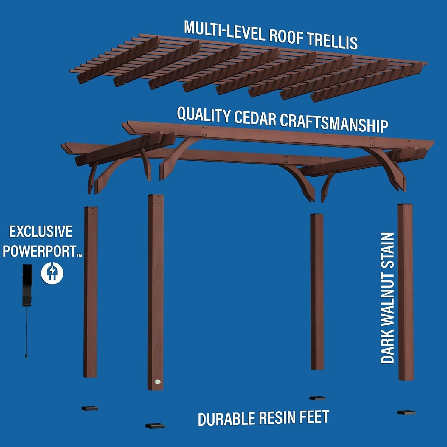 Backyard Discovery 14′ X 10′ Somerville Pergola W/ Electric – Dark Walnut DIY thumbnail 4