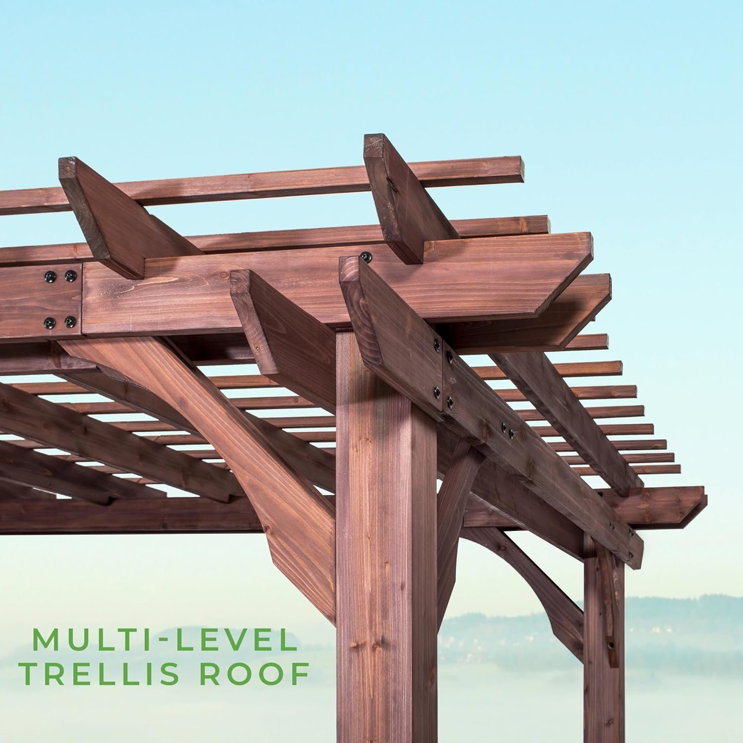 Backyard Discovery 14′ X 10′ Somerville Pergola W/ Electric – Dark Walnut DIY thumbnail 6