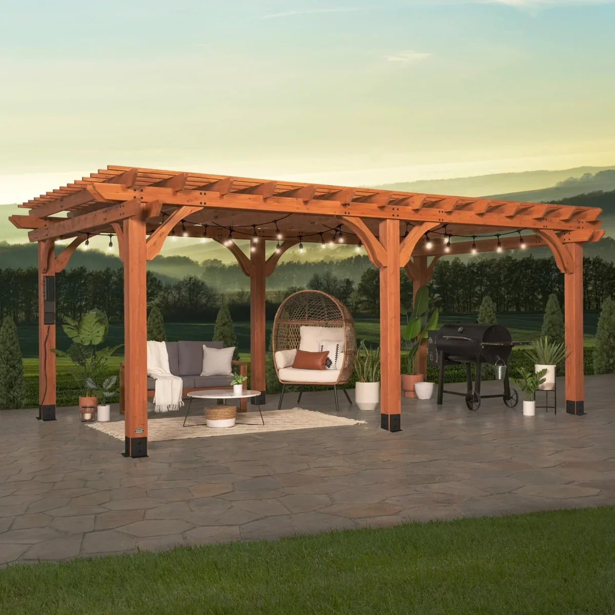 Backyard Discovery 20′ x 12′ Beaumont Pergola – Premium Cedar Wood, Sturdy & Elegant Design