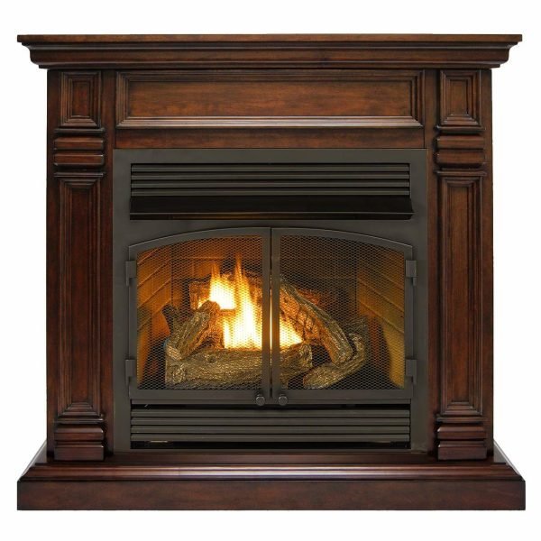 Duluth Forge Dual Fuel Ventless Gas Fireplace With Mantel – 32,000 BTU, T-Stat Control, Walnut Finish – Model# DFS-400T-2W thumbnail 2