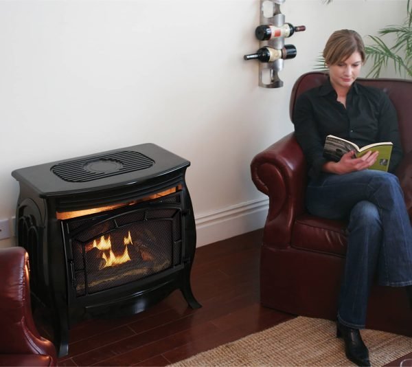 Duluth Forge Dual Fuel Ventless Gas Stove – 26,000 BTU, Remote Control, Gloss Black Finish – Model# FDSR25-GF thumbnail 6