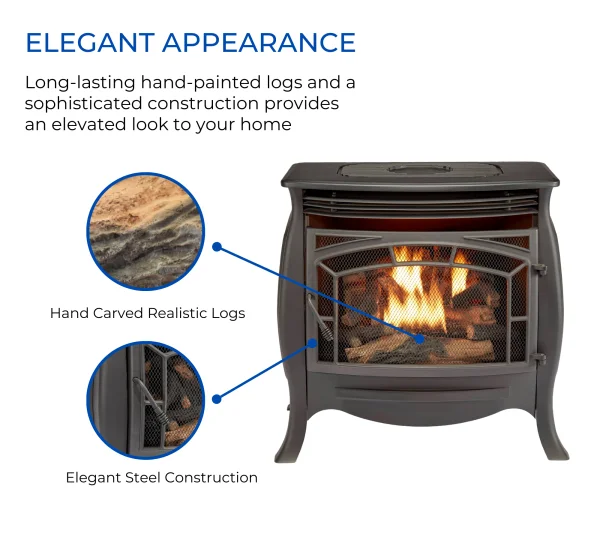 Duluth Forge Dual Fuel Ventless Gas Stove – 26,000 BTU, Remote Control, Matte Black Finish – Model# FDSR25 thumbnail 3