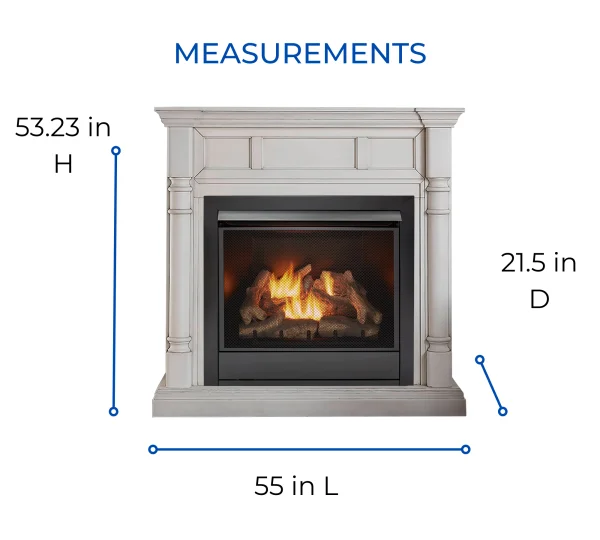 Duluth Forge Full Size Dual Fuel Ventless Gas Fireplace With Mantel – 32,000 BTU, Remote Control, Antique White Finish – Model# FDI32R-M-AW thumbnail 7