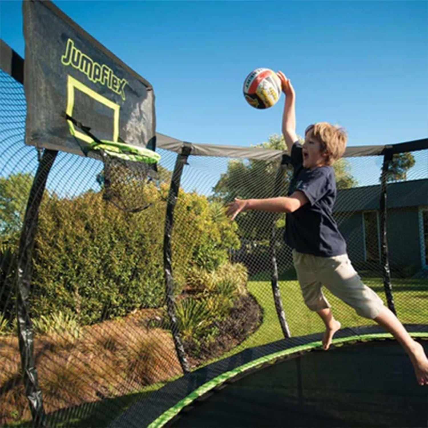 JumpFlex HERO 15 Backyard Outdoor Trampoline for Kids with Net & Ladder thumbnail 2