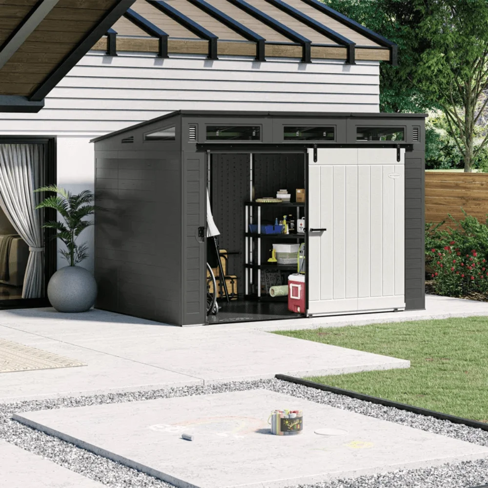 Modernist 10 ft. x 7 ft. Barn Door Storage Shed Suncast thumbnail 2