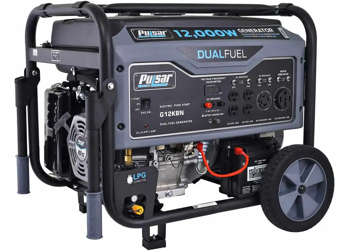 Pulsar G12KBN Heavy Duty 12,000-Watt Dual Fuel Portable Generator with Electric Start