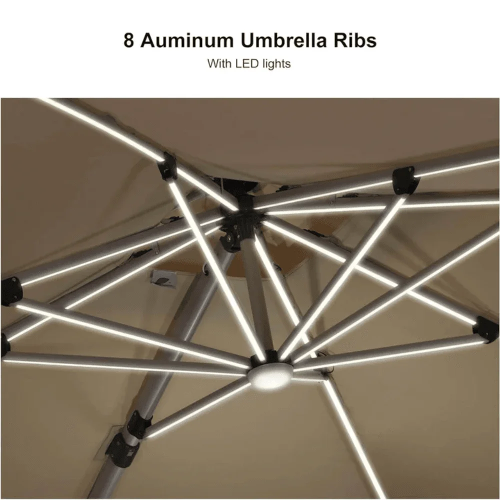 PURPLE LEAF Double Top Deluxe Solar Powered LED Square Patio Umbrella thumbnail 4
