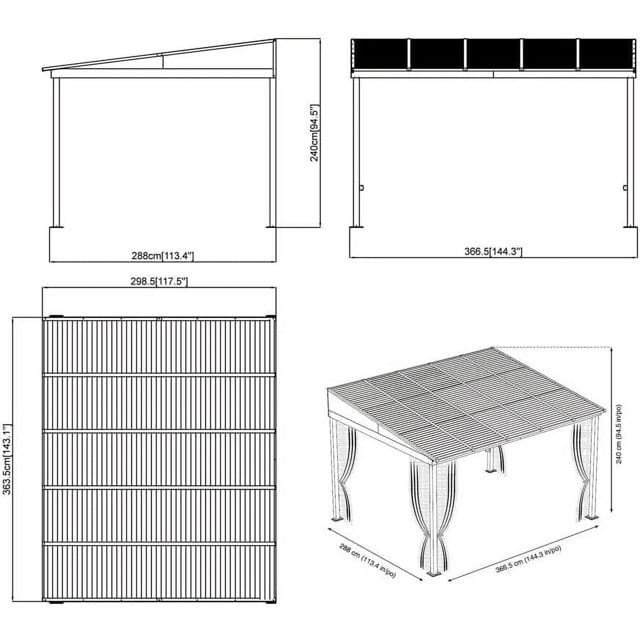 Sojag 500-9165470 10 x 12 ft. Portland No. 53 Wall Gazebo Steel Roof thumbnail 4