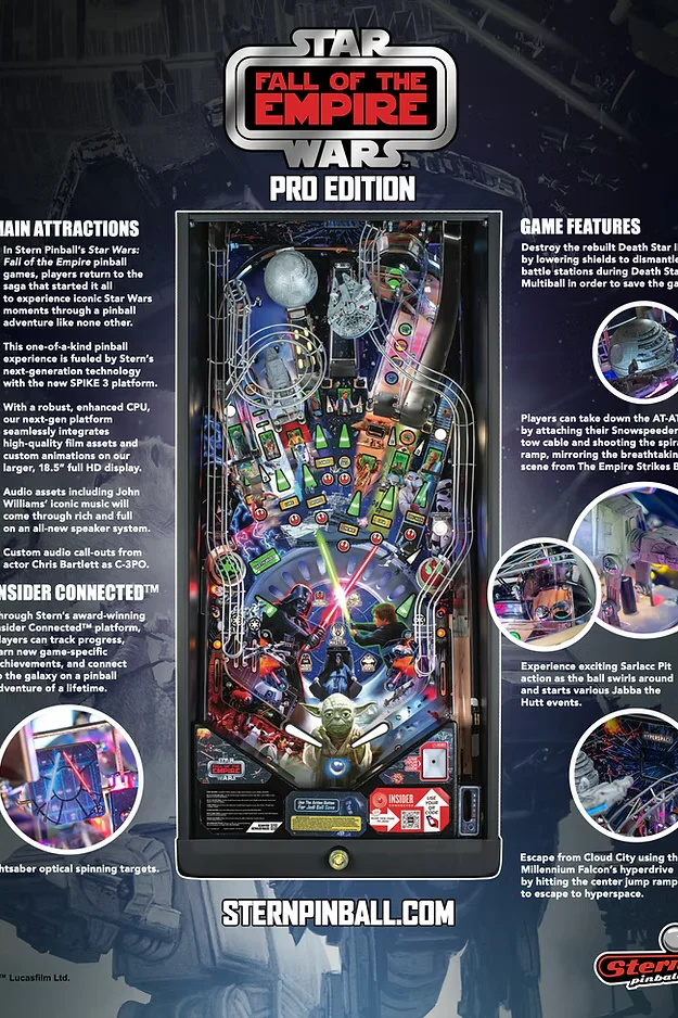 Stern Pinball Star Wars: Fall of the Empire Pro Pinball Machine thumbnail 6