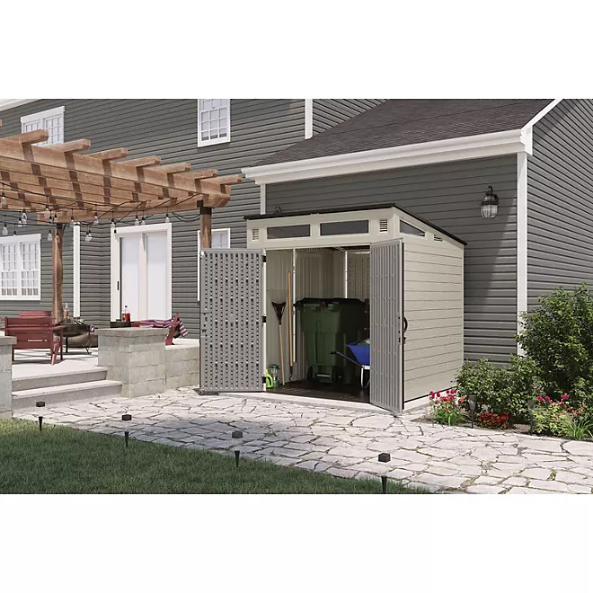 Suncast 7′ x 7′ Modernist Resin Outdoor Storage Shed thumbnail 4
