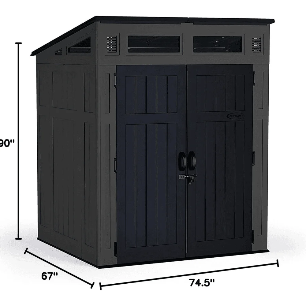 Suncast Modernist 6 ft. x 5 ft. Resin Vertical Pent Storage Shed with Floor Kit thumbnail 4