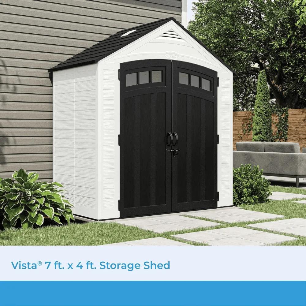 Suncast Vista 7 ft. x 4 ft. Resin Standard Modern Storage Shed with Floor Kit thumbnail 2