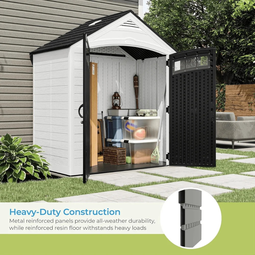 Suncast Vista 7 ft. x 4 ft. Resin Standard Modern Storage Shed with Floor Kit thumbnail 4