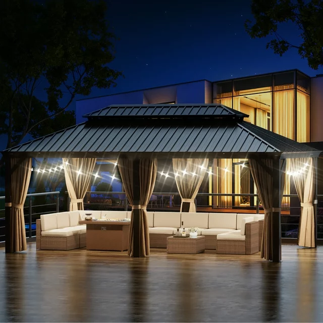 Sunmthink 12×20 ft Hardtop Gazebo with Double Roof thumbnail 4