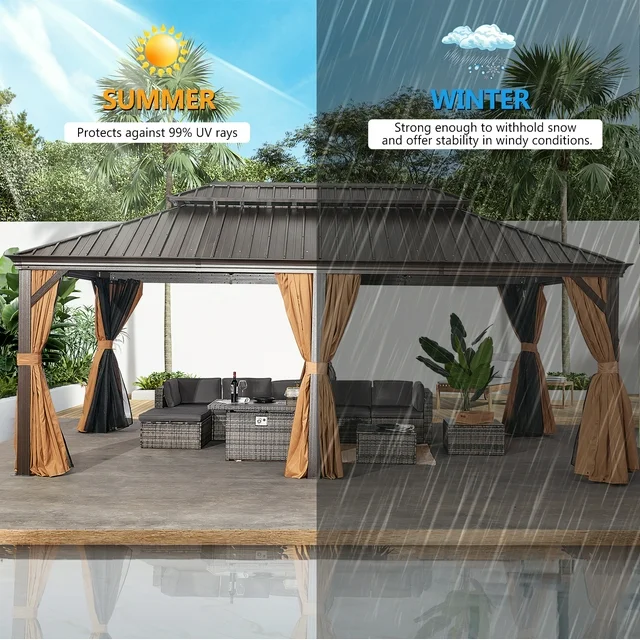 Sunmthink 12×20 ft Hardtop Gazebo with Double Roof thumbnail 5