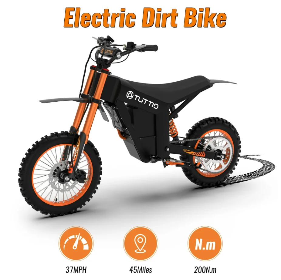 TUTTIO Soleil01 Electric Dirt Bike for Adults 200N.m High Torque 2000W Motor 48V 21Ah Battery Top Speed 37Mph All-terrain Electric Bicycles thumbnail 5