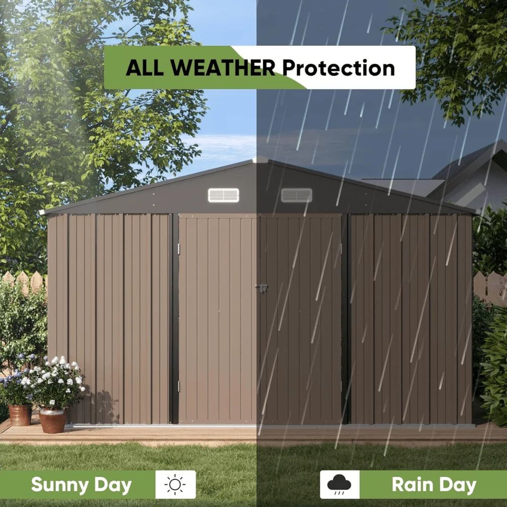 VEIKOUS 10 ft. W x 10 ft. D Outdoor Metal Storage Shed in Gray (100 sq. ft.) thumbnail 5