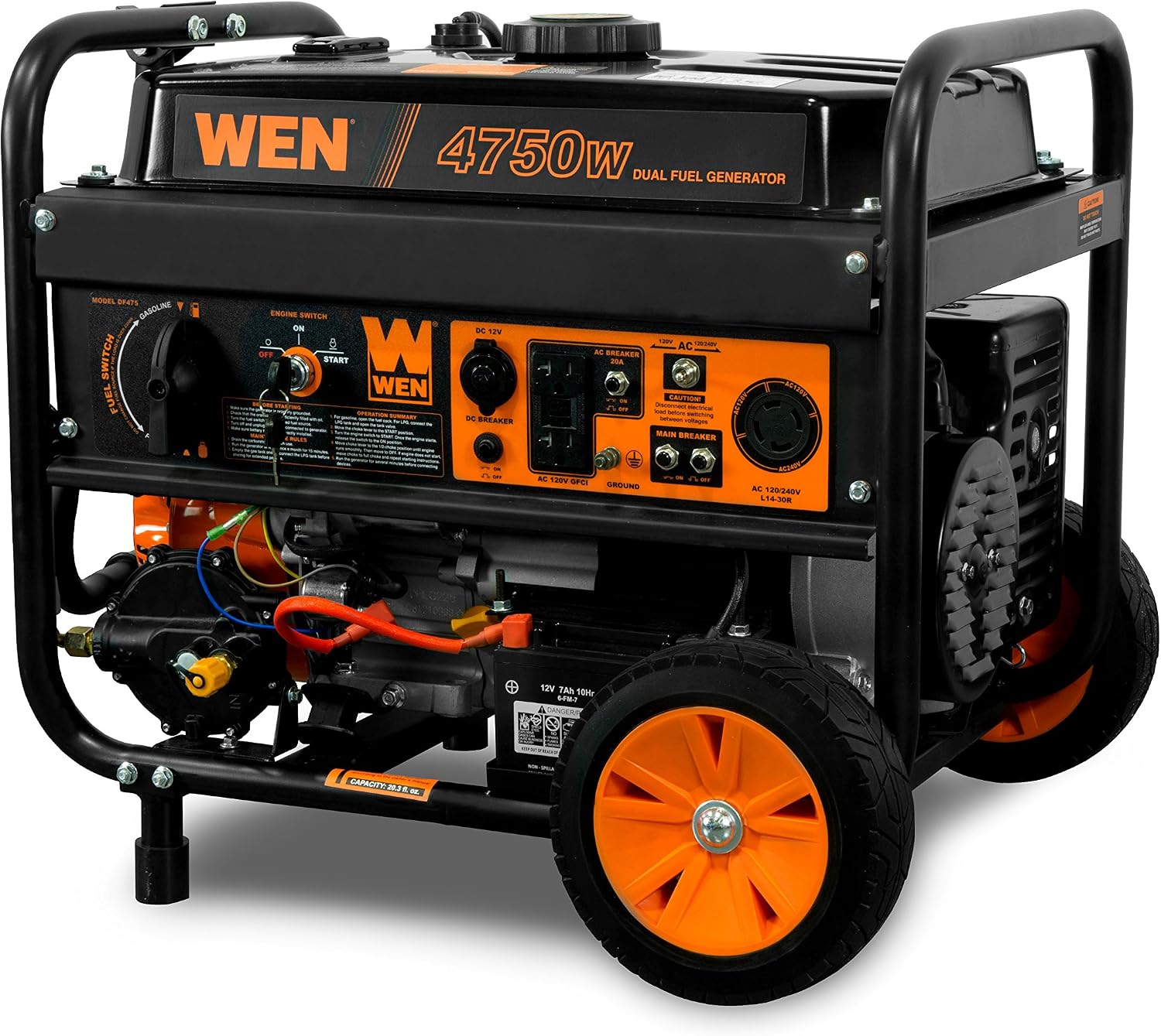 WEN DF475T Dual Fuel 4750-Watt Electric Start Portable Generator with Wheel Kit thumbnail 2