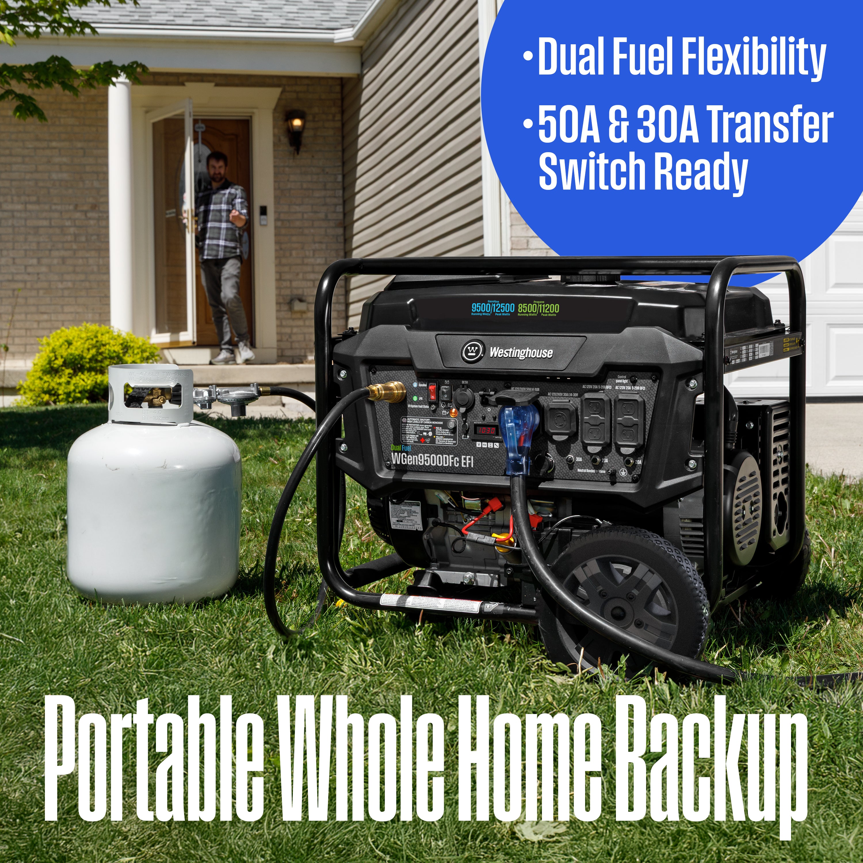 Westinghouse WGen9500DFc Dual Fuel Portable Generator with Remote Electric Start and CO Sensor thumbnail 3