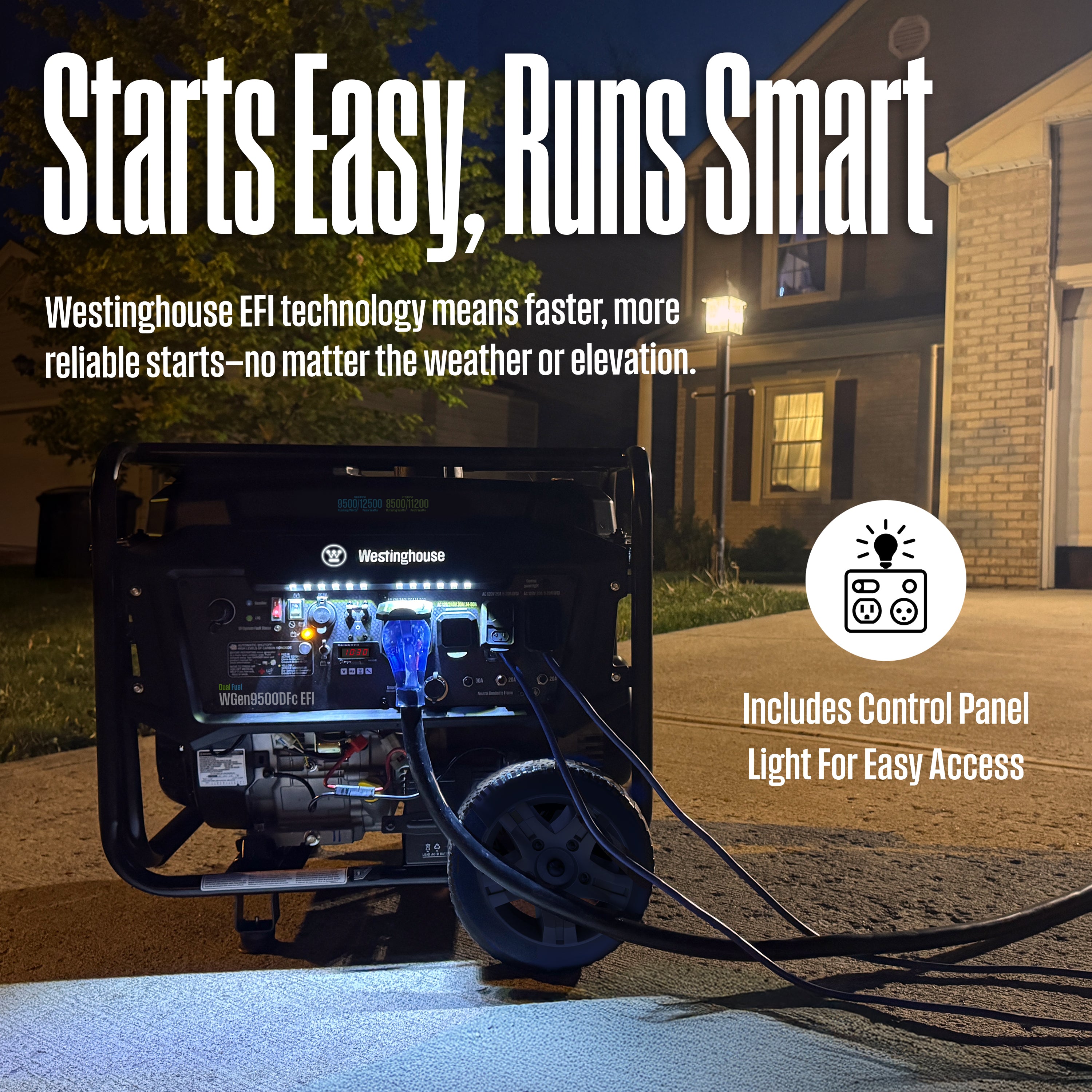 Westinghouse WGen9500DFc Dual Fuel Portable Generator with Remote Electric Start and CO Sensor thumbnail 4
