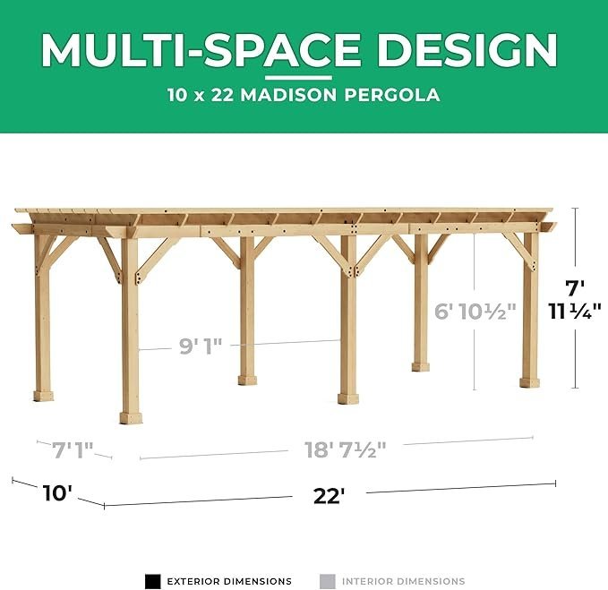 Yardistry 10 x 22 Meridian Pergola thumbnail 3